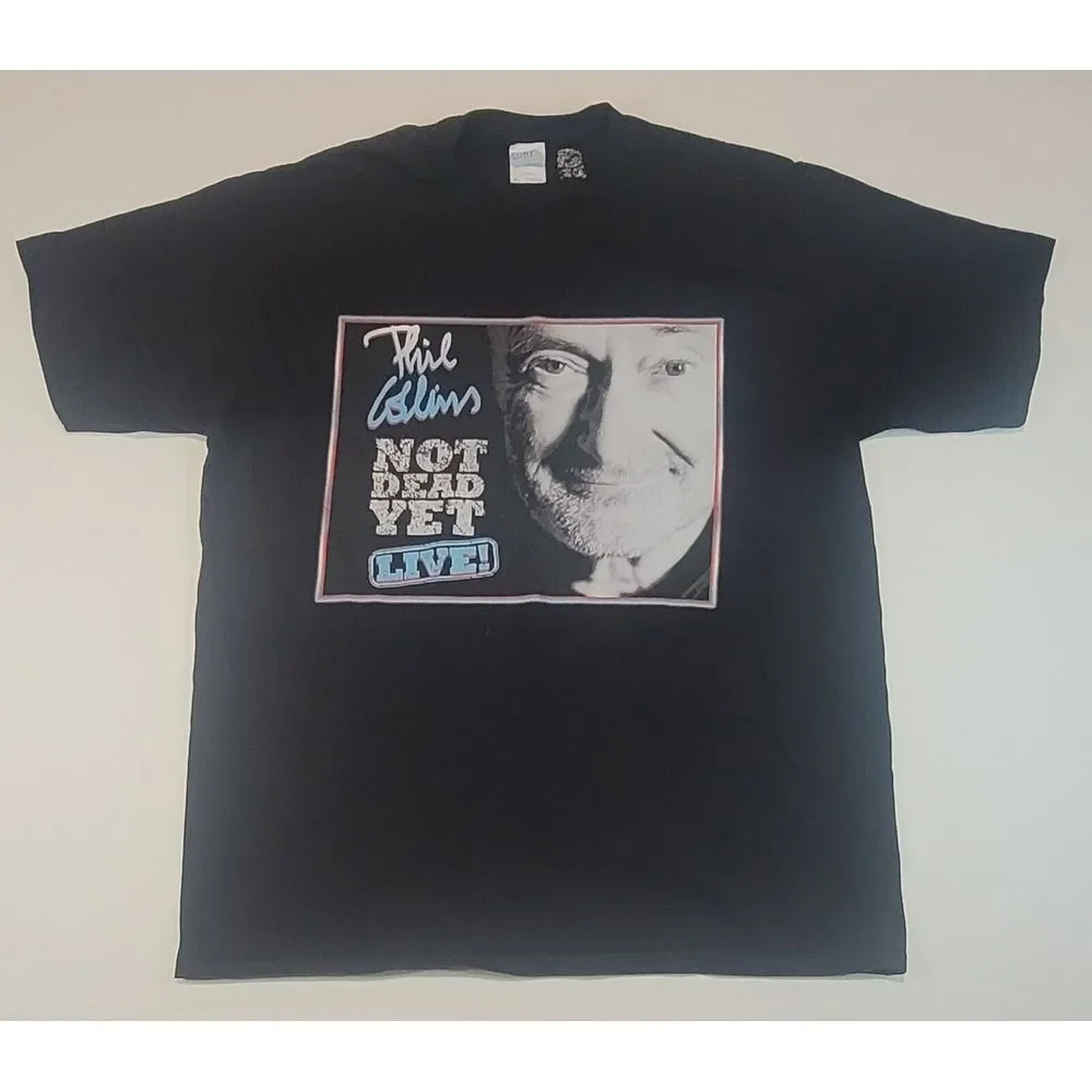 Phill Collins T-Shirt Mens XL. Not Dead Yet Tour Tee. Vintage Black Short Sleeve